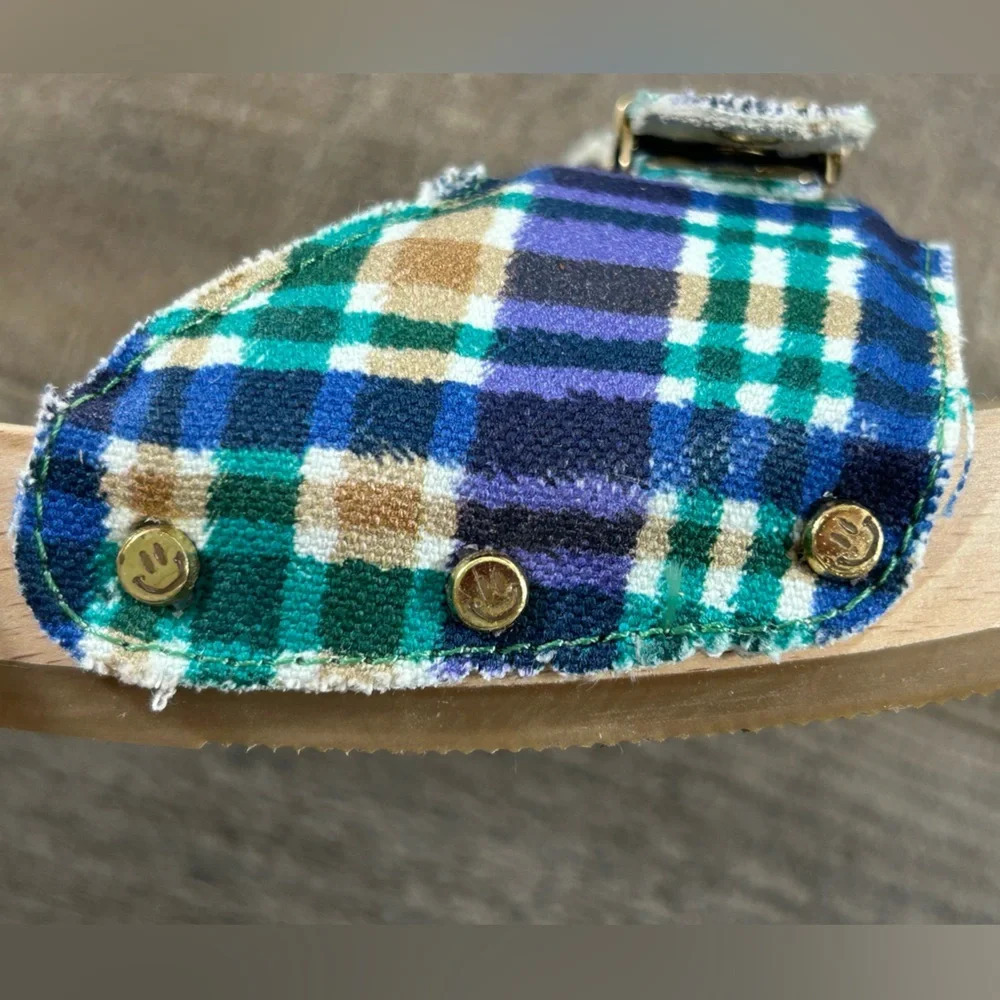 NEW Ganni x Dr Scholls Blue Plaid Pescura Heel Clogs - Picture 4 of 8